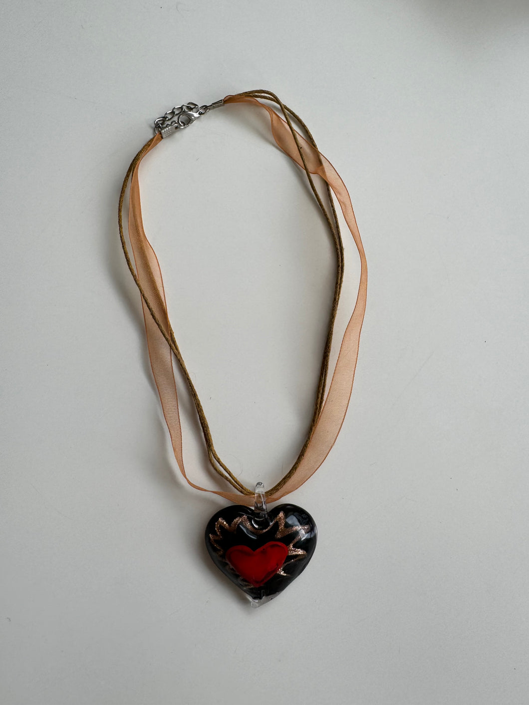 Vintage Glass Heart Pendant