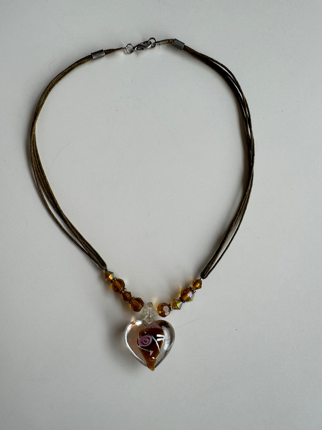 Vintage Glass Heart Pendant