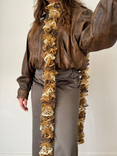 Load image into Gallery viewer, Long Vintage Brown Ruffle Scarf
