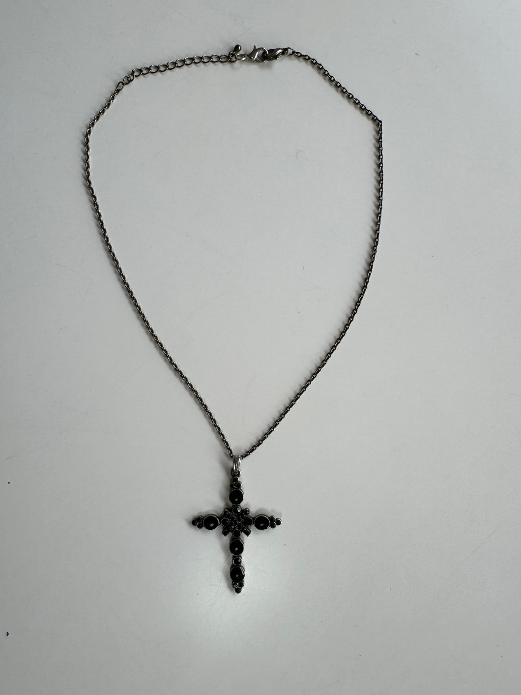 Vintage Black Cross Pendant and Chain